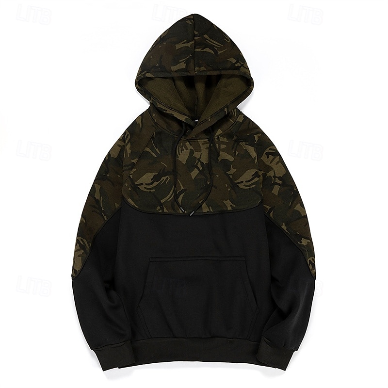 Herr Huvtröja Svart Armégrön Huva Färgblock Kamuflasje Lappverk Ficka Sport & Utomhus Dagligen Helgdag Streetwear Grundläggande Ledigt Vår & Höst Kläder Pull Tröjor 2025 - $26.99 –P9