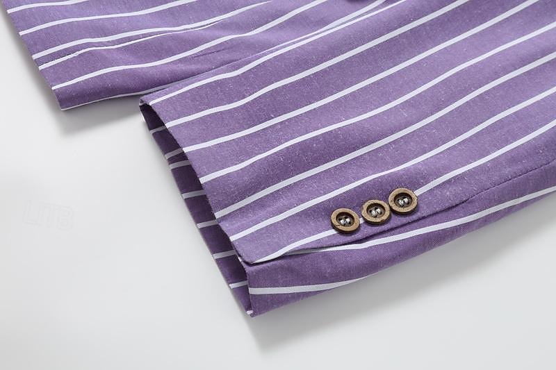 Miesten Valmistujaiset Bleiseri Muodollinen iltajuhla Hääjuhla Syntymäpäiväjuhlat Muoti Vapaa-aika 봄 & Syksy 95% polyesteriä 5% spandexia Raita Tasku Rento / arki Yksirivinen Bleiseri Punastuvan 2025 - $57.99 –P7