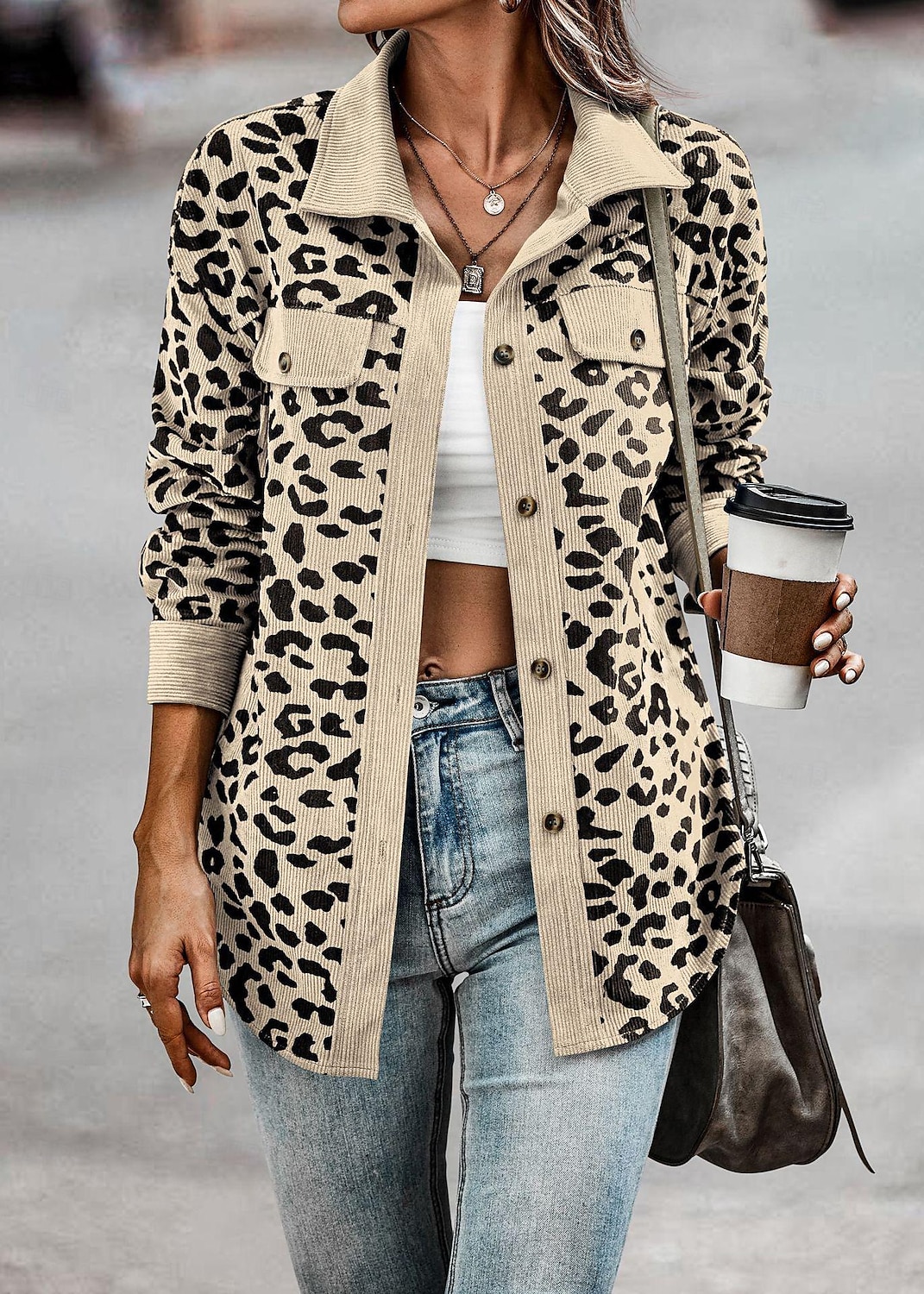 Dam Kappa Utomhus Gata Dagligen Vår Höst Normal Täcka Normal Vindtät Andningsfunktion Stylish Ledigt Gatustil Jacka Långärmad Leopard Mönster Armégrön Grön Aprikos 2025 - $41.99 –P9