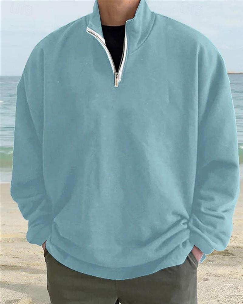 Men's Sweatshirt Quarter Zip Sweatshirt Light Grey Half Zip Plain Daily Sports & Outdoor Holiday Polyester Streetwear Basic Casual Spring &  Fall Clothing Apparel Hoodies Sweatshirts  Long Sleeve 2026 - $27.99 –P12