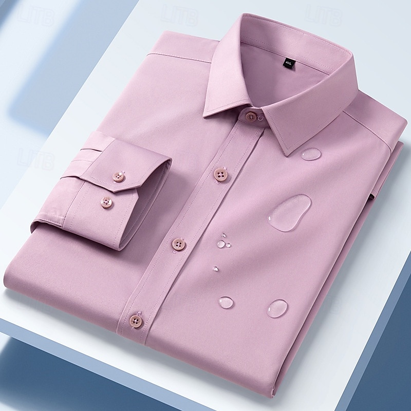 Voor heren Overhemd Overhemd met knopen Effen Bruiloft Dagelijks Zwart Wit Roze Rood Lange mouw Strijkijzer Lente & Herfst Kleding 2025 - $34.99 –P5