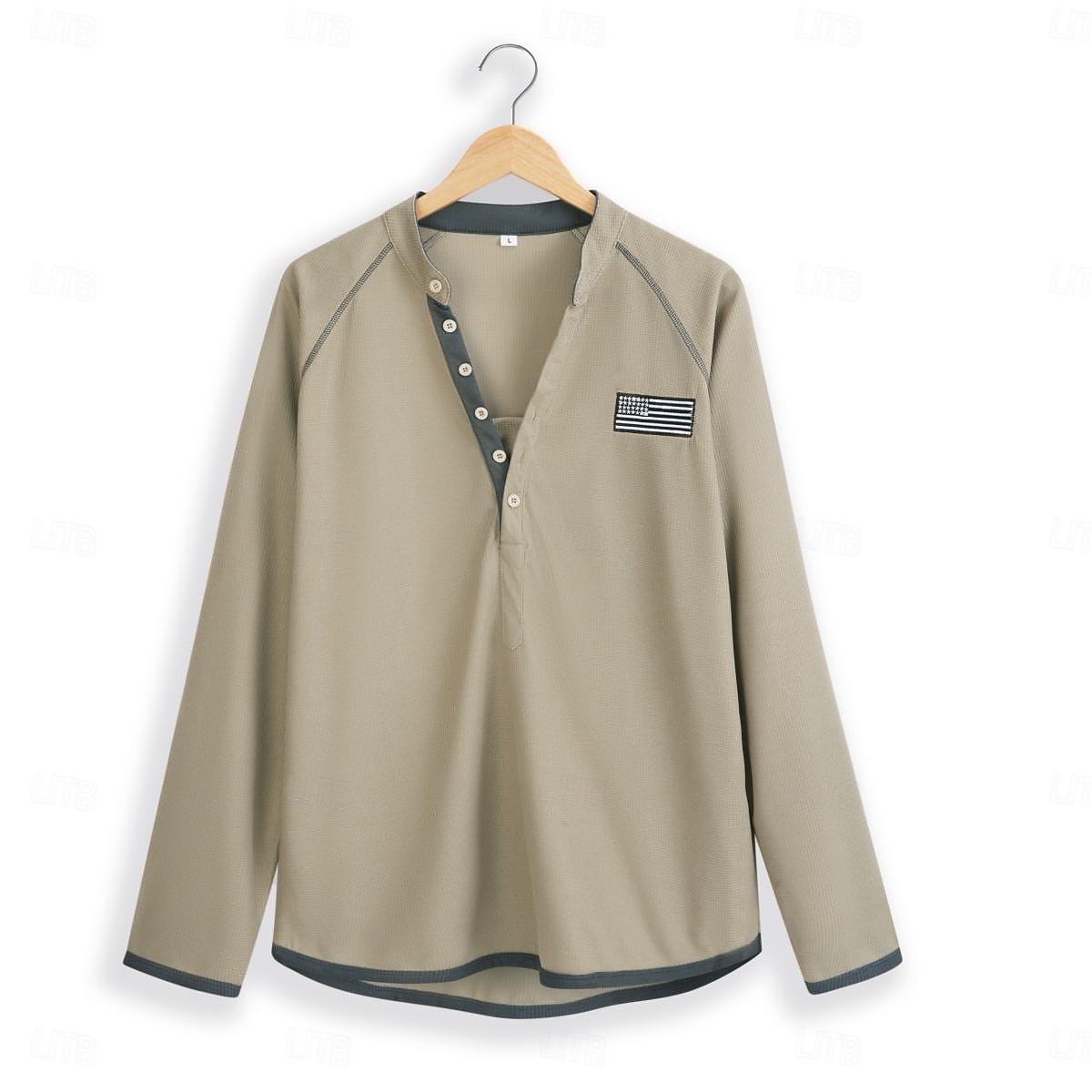 Men's T shirt Tee Waffle Henley Shirt Henley Shirt Tee Top Long Sleeve Shirt Color Block Henley Street Vacation Long Sleeve Patchwork Clothing Apparel Fashion Designer Basic 2026 - $22.99 –P4