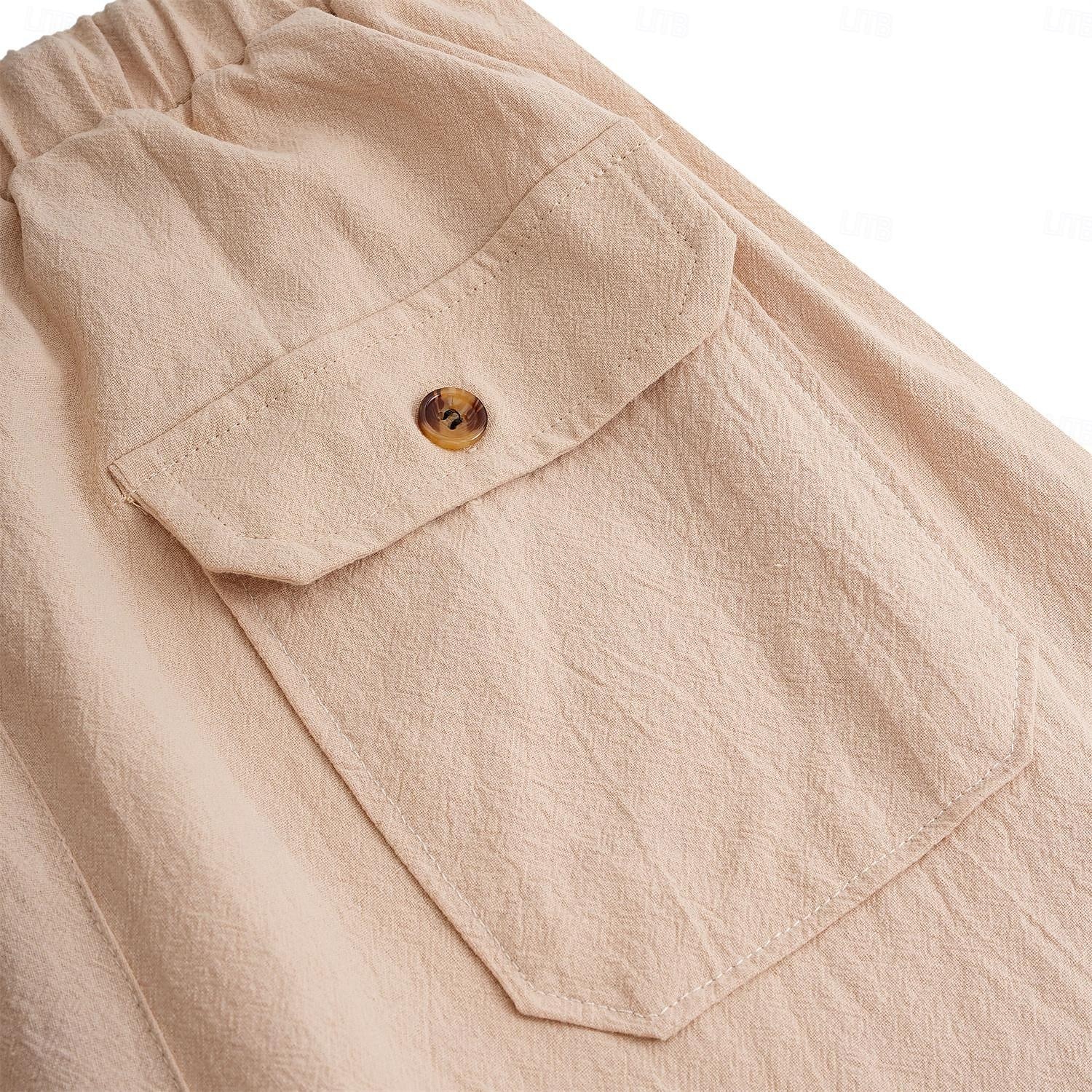 Hombre Pantalones de lino Pantalones Pantalones de verano Bolsillo Correa Plano Comodidad Transpirable Longitud total Yoga Casual Diario Básico Corte Recto Holgado Negro Blanco Microelástico 2025 - €21.99 –P7