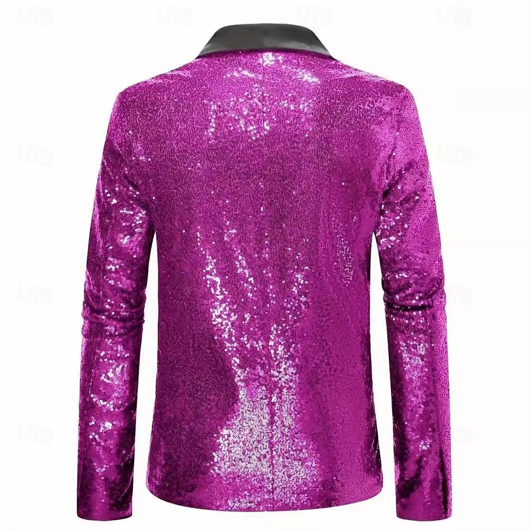 Man Blazer Verjaardagsfeest Feesten & Uitgaan Zoet Herfst winter Pailletten Lovertje Glanzend Bruiloft Enkele rij knopen Blazer Zilver Paars Goud 2025 - $61.99 –P8