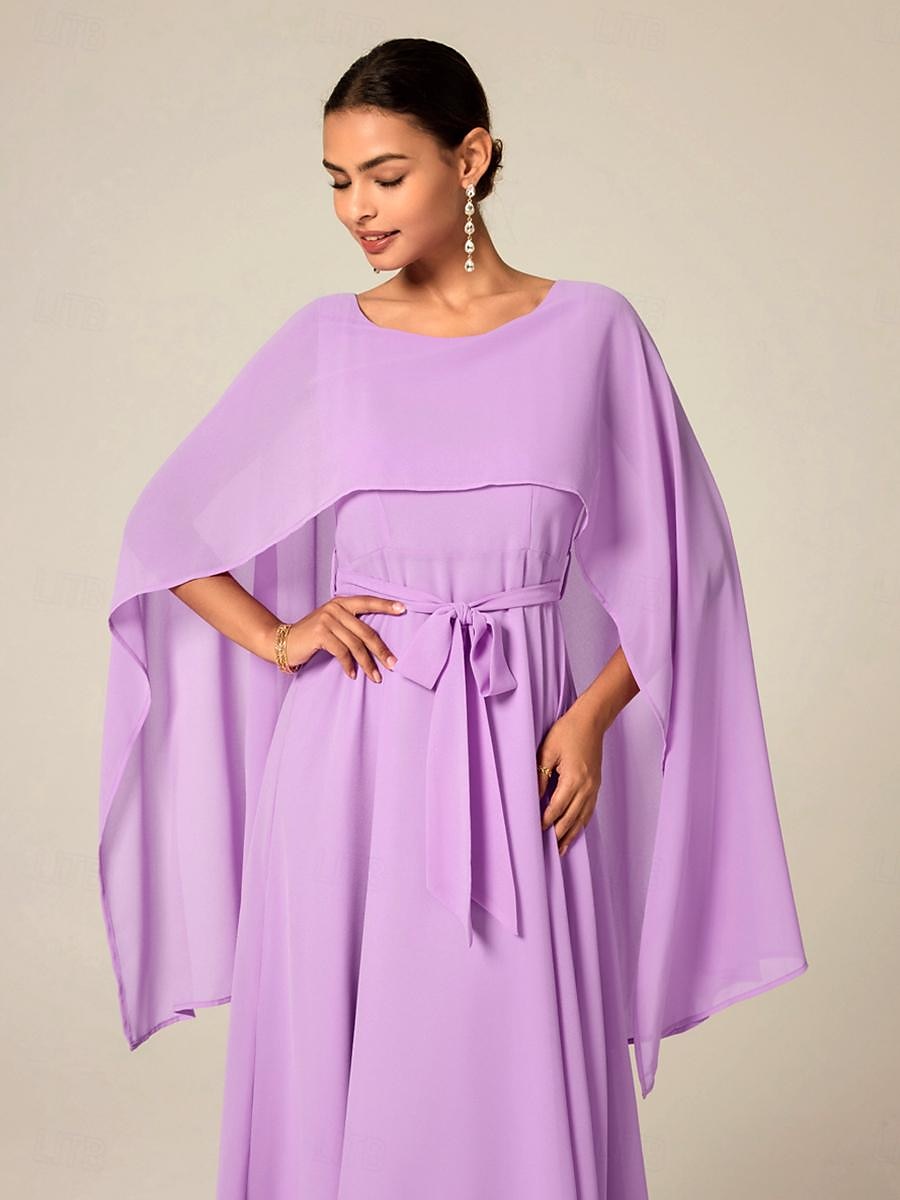 Per donna Abito maxi Abito a trapezio Elegante Formale Feste Ospite di nozze Vestibilità comoda Girocollo Blu ghiaccio Verde scuro Viola chiaro Estate del 2025 a $45.99 –P6