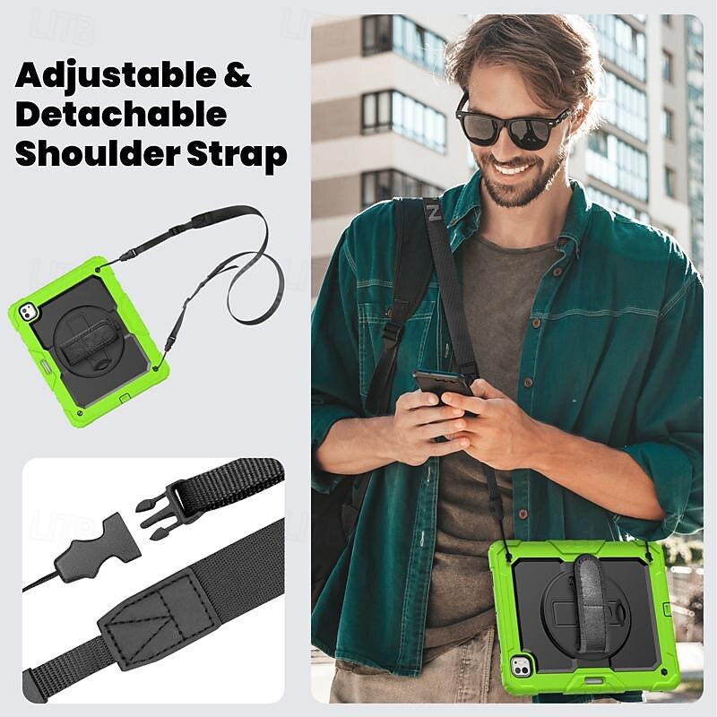 Tablet Case Cover For Apple iPad Air 11"(2024) iPad Air 13"(2024) iPad Pro 11"(2024) iPad Pro 13"(2024) Portable Handle Pencil Holder Armor PC Silicone 2025 - $45.99 –P7