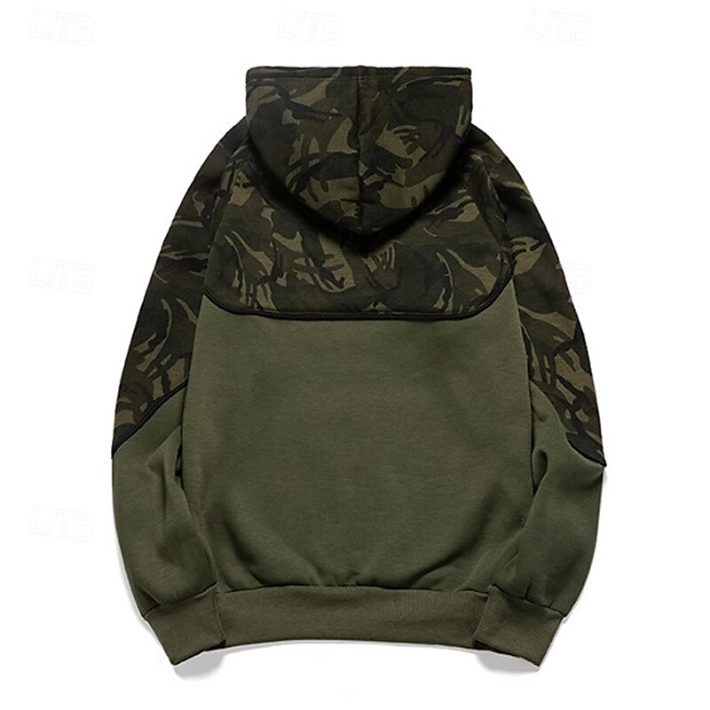 Herr Huvtröja Svart Armégrön Huva Färgblock Kamuflasje Lappverk Ficka Sport & Utomhus Dagligen Helgdag Streetwear Grundläggande Ledigt Vår & Höst Kläder Pull Tröjor 2025 - $26.99 –P6
