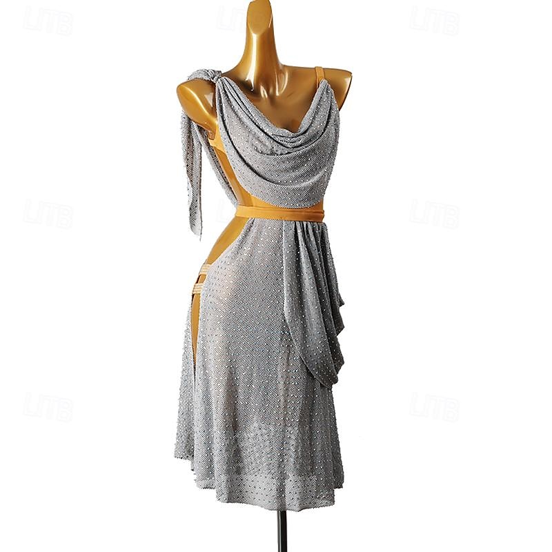 Danse latine Robe Cristaux / Stras Femme Utilisation Usage quotidien Sans Manches Spandex de 2025 ? $168.99 –P2