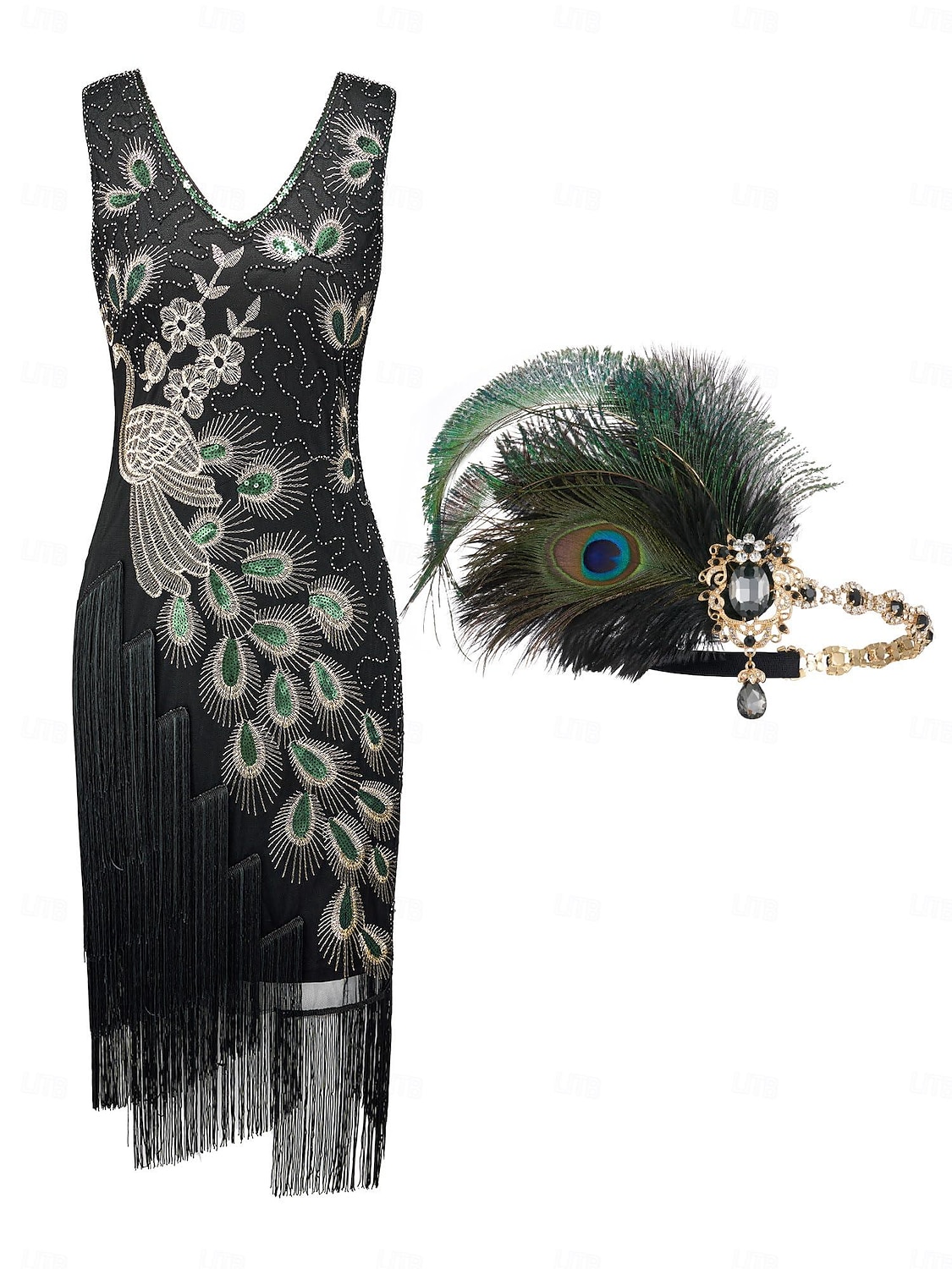 Retró Ordító 20-as évek 1920-as évek Flapper ruha Flapper fejpánt A nagy Gatsby Flapper lány Esküvői Vendég Flitter Rojt Toll Jelmez Női Menyegző Ruha Klub Felnőttek Ruha Fejfedők Hazatérő ruhák 2025 - $54.99 –P1