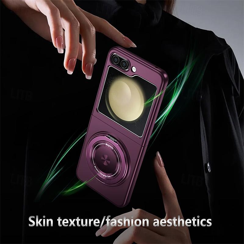 Phone Case For Samsung Galaxy Z Flip 7 Z Flip 6 Z Flip 5 Magnetic Adsorption with Stand Holder Support Wireless Charging Shockproof PC 2026 - $19.99 –P8