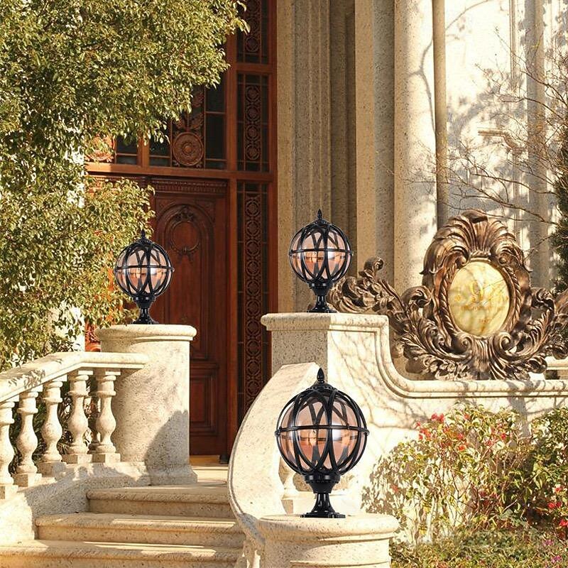 Applique murale extérieure LED blanc chaud vintage rond en verre pilier lampe étanche e26/e27 rétro globe colonne phare extérieur traditionnel pour jardin patio villa paysage rue lanterne 110-240v de 2026 ? $328.59 –P2