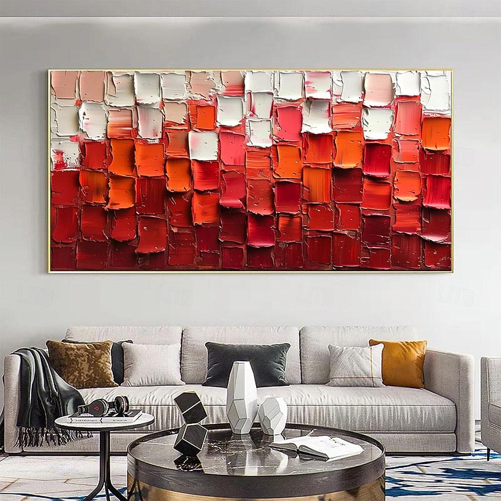 Hand Painted Abstract Red Oil Painting on Canvas Large Wall Art Original Textured Palette Knife Modern Trendy Minimalist Living Room Home Decor Unframed 2026 - $94.99 –P3