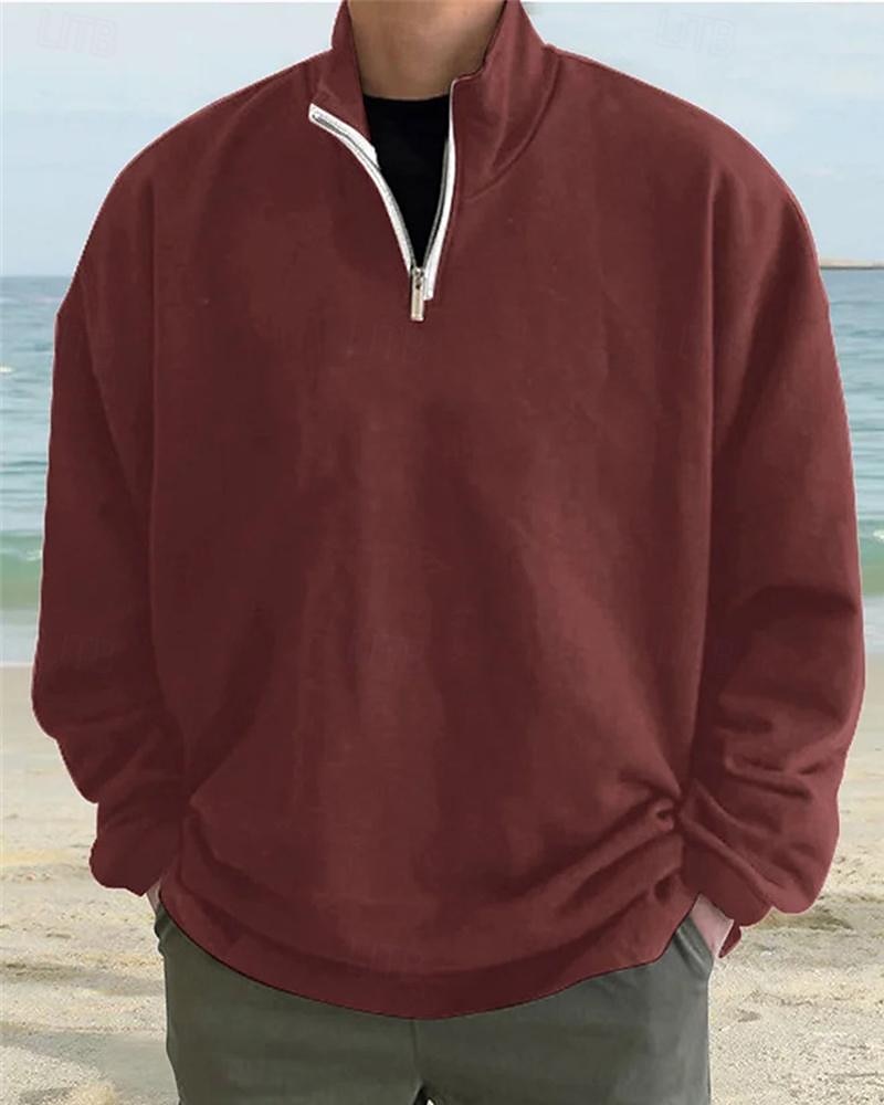 Men's Sweatshirt Quarter Zip Sweatshirt Light Grey Half Zip Plain Daily Sports & Outdoor Holiday Polyester Streetwear Basic Casual Spring &  Fall Clothing Apparel Hoodies Sweatshirts  Long Sleeve 2026 - $27.99 –P2