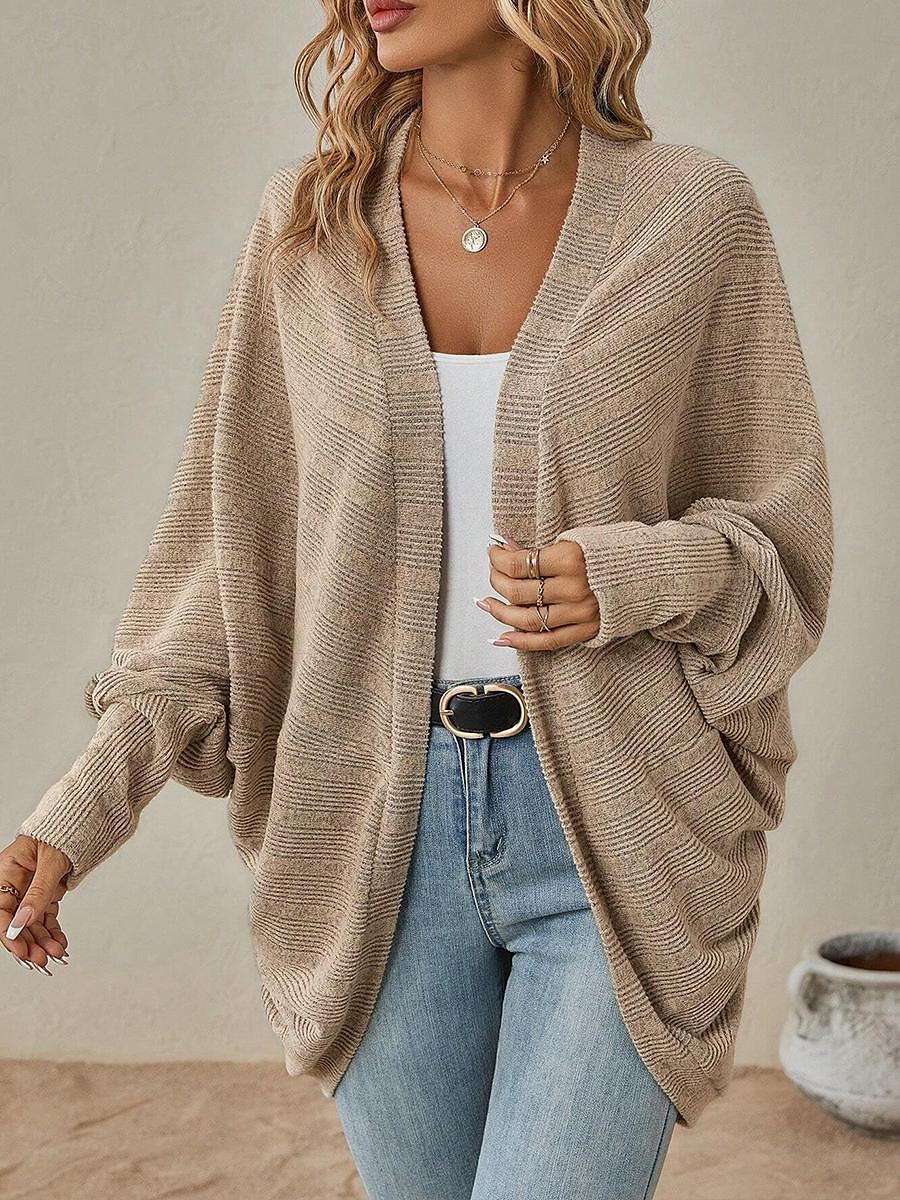 Damen Cardigan-Mantel Brautkleider schlicht Feste Farbe Gerippt Öffnung vorne Strick Fledermaus Ärmel Langarm Normale Oberteile Stricken Täglich Rosa Blau Frühling Herbst 2025 - $51.99 –P3