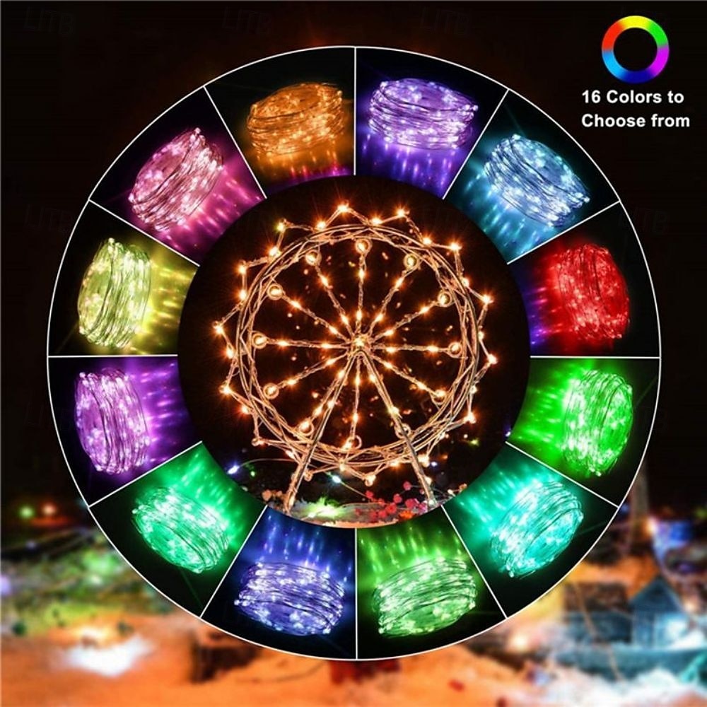 lumini inteligente usb fairy lumini impermeabile multicolore schimbătoare pentru Crăciun, ziua de naștere, petrecere de interior în aer liber decorare, telecomandă aplicație 2025 - $58.99 –P10