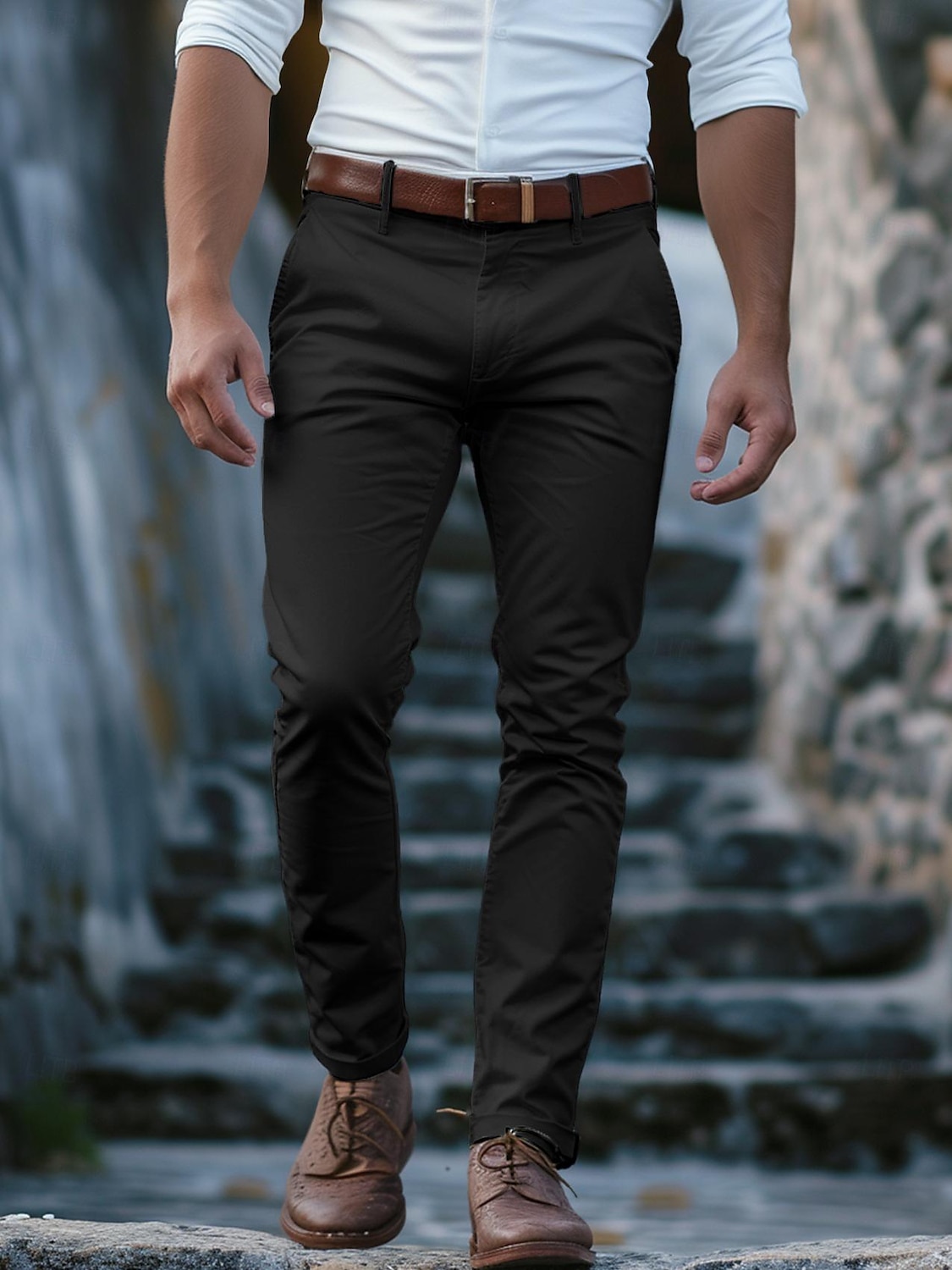 Herren Hose Chinos Chinohose Knöpfe Fronttasche Einfach Komfort Geschäft Täglich Ferien Mode Schick & Modern Schwarz Weiß Mikroelastisch 2026 - $31.99 –P7