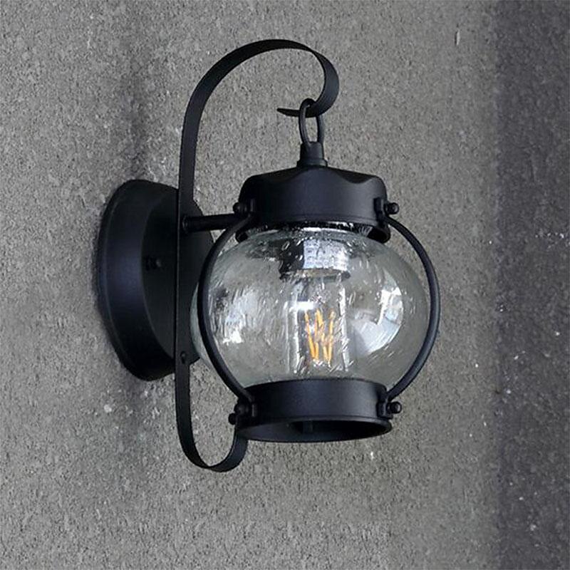 lanterna da parete impermeabile lampada da carrozza esterna applique da parete nera rustica, apparecchio di illuminazione per portico ip54 supporto a parete, paralume in vetro seminato lampada da del 2025 a $132.99 –P2
