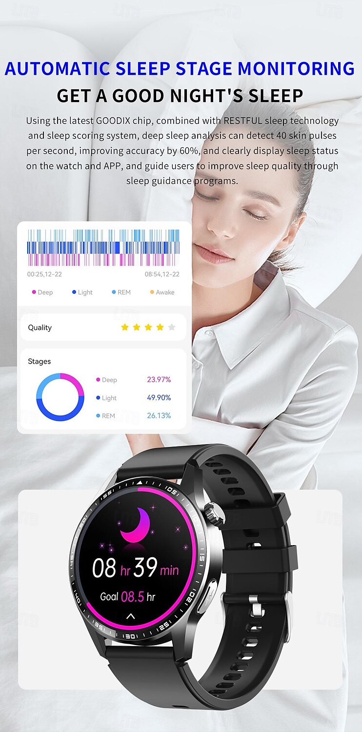 2025年 696 F400 スマートウォッチ 1.55 インチ スマートブレスレット ブルートゥース ECG + PPG 歩数計 着信通知 と互換性があります Android iOS 男性 ハンドフリーコール メッセージ受信通知 IP 67 46mmの時計ケース コレクション – $81.99 –P12