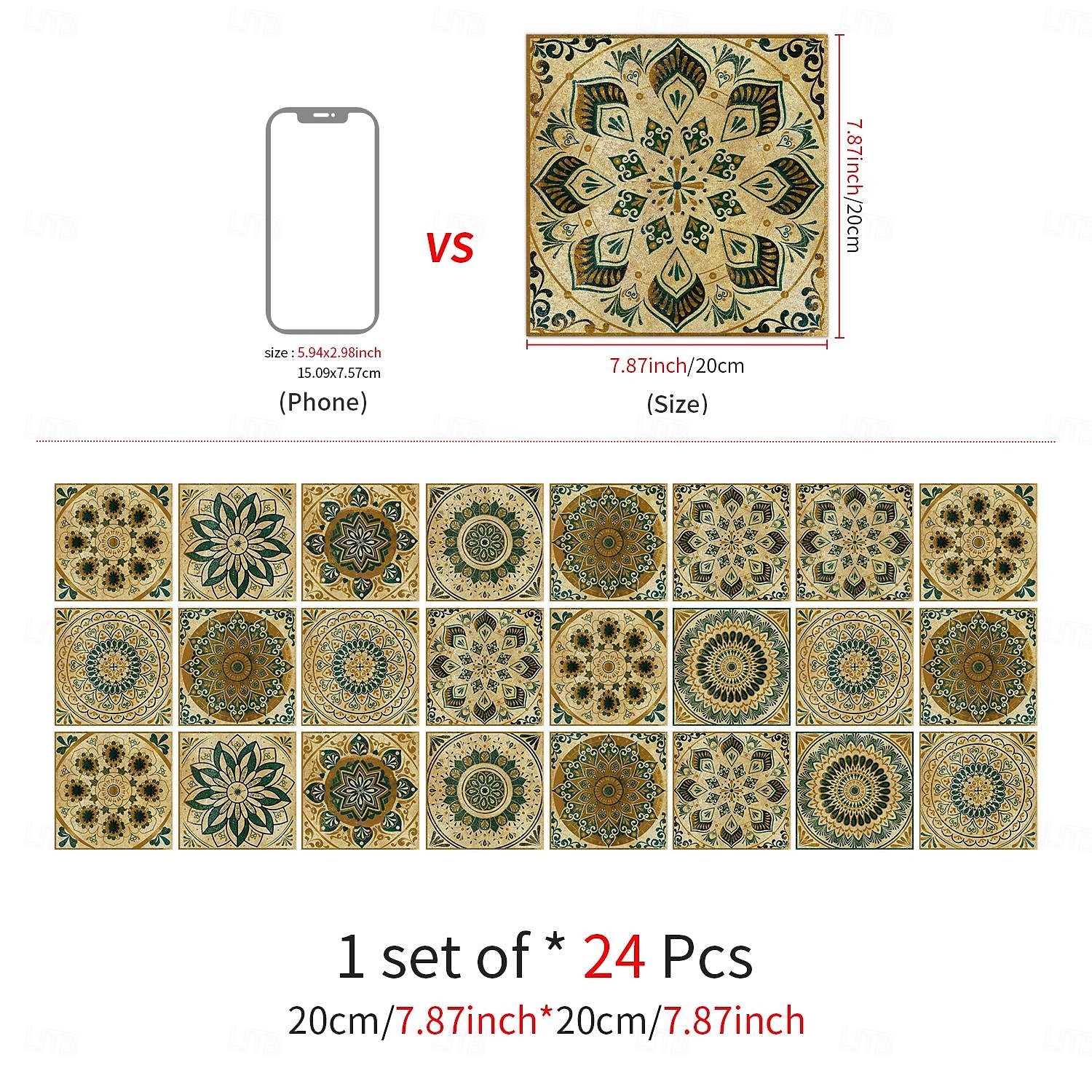 24 adesivi per piastrelle in stile marocchino, decalcomanie murali in PVC con pellicola di cristallo ispessita, impermeabili &Decorazione murale in piastrelle retrò, antiolio e rimovibili, per bagno, del 2025 a $10.99 –P5