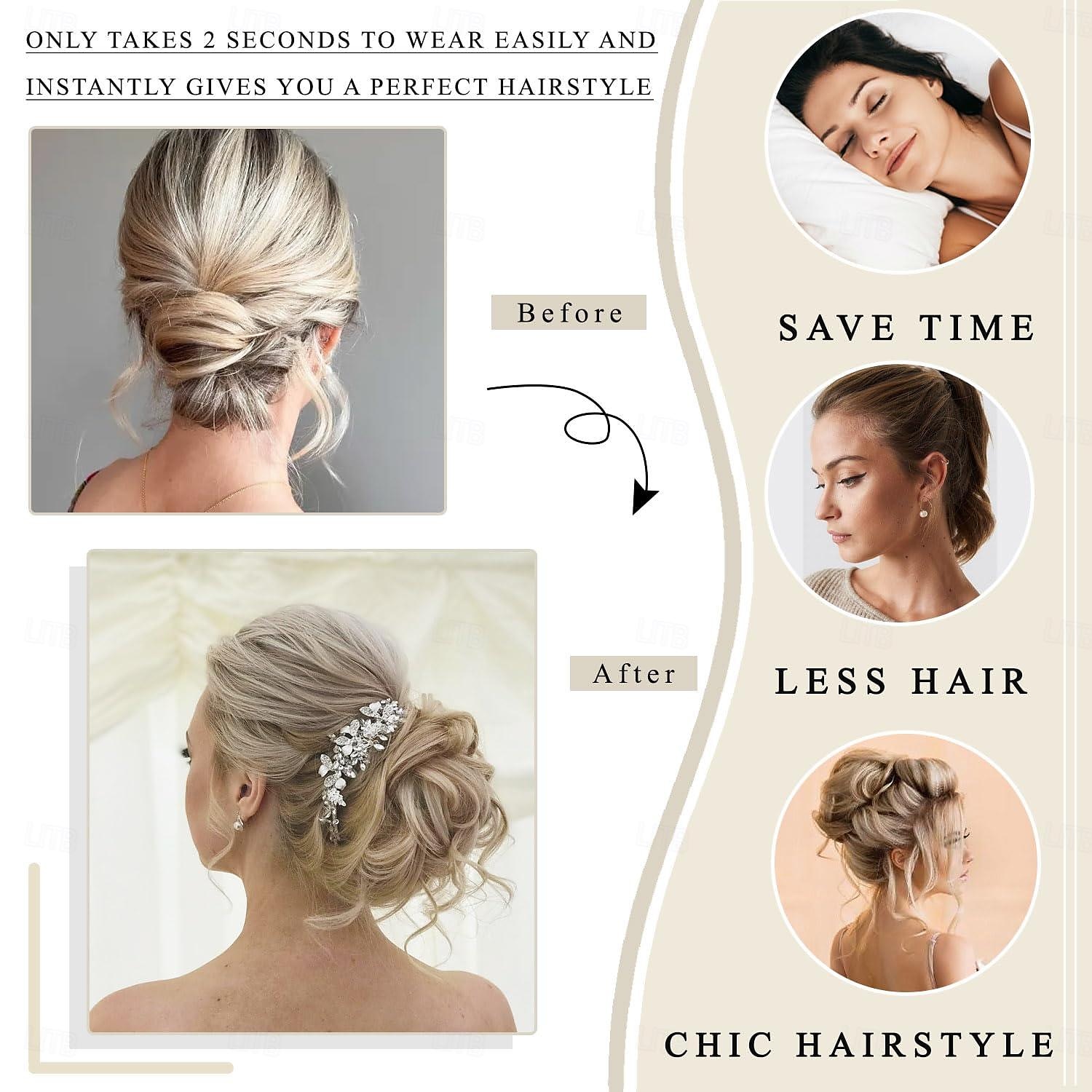 rommelige knot haarstuk klauw clip synthetische chignon warrige opgestoken haar met lokken haarextensies haarknot krullend golvend nep haarknot haar scrunchies haaraccessoires voor vrouwen 2025 - $9.49 –P6
