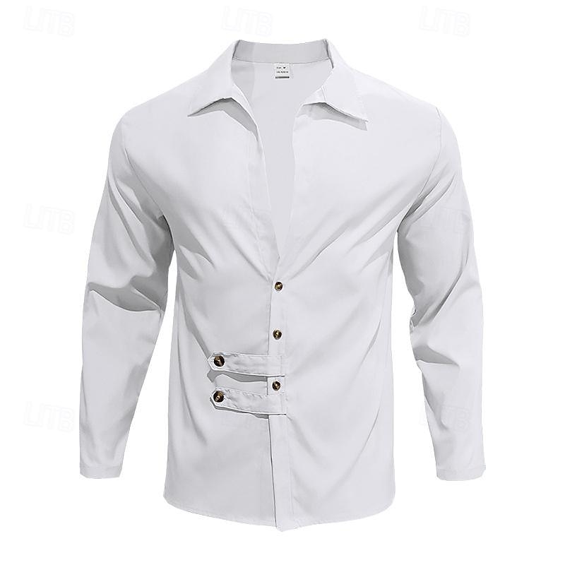 Herren Hemd Sommerhemd Freizeithemd Strandhemd Schwarz Weiß Armeegrün Grau Leicht Blau Langarm Einfach Revers Urlaub Hawaiianisch Button-Down Bekleidung Polyester Mode Lässig Bequem 2025 - $26.99 –P4