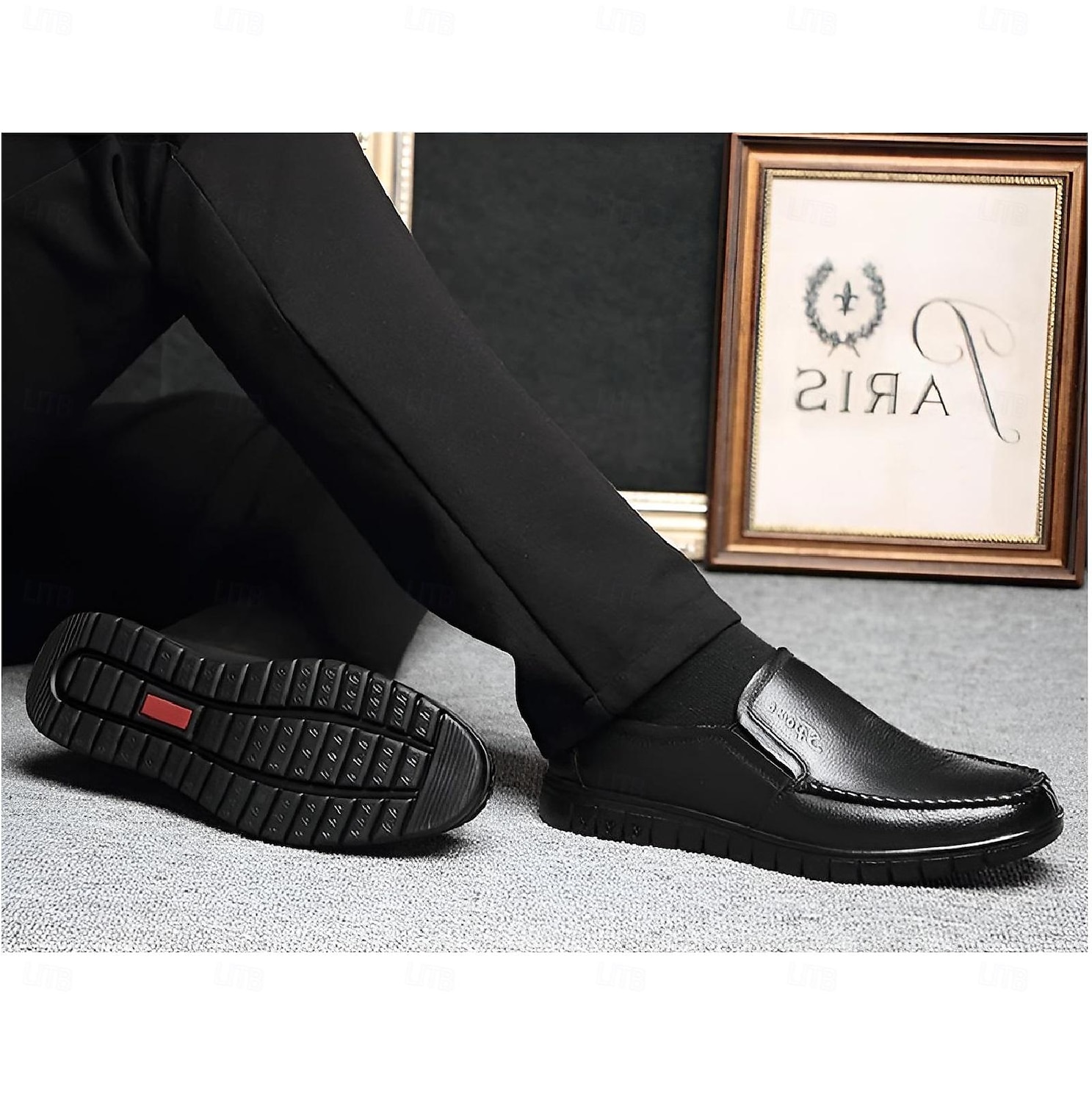 Men's Black Leather Loafers - Comfortable Slip-On Casual Shoes with Non-Slip Sole 2025 - $42.99 –P2