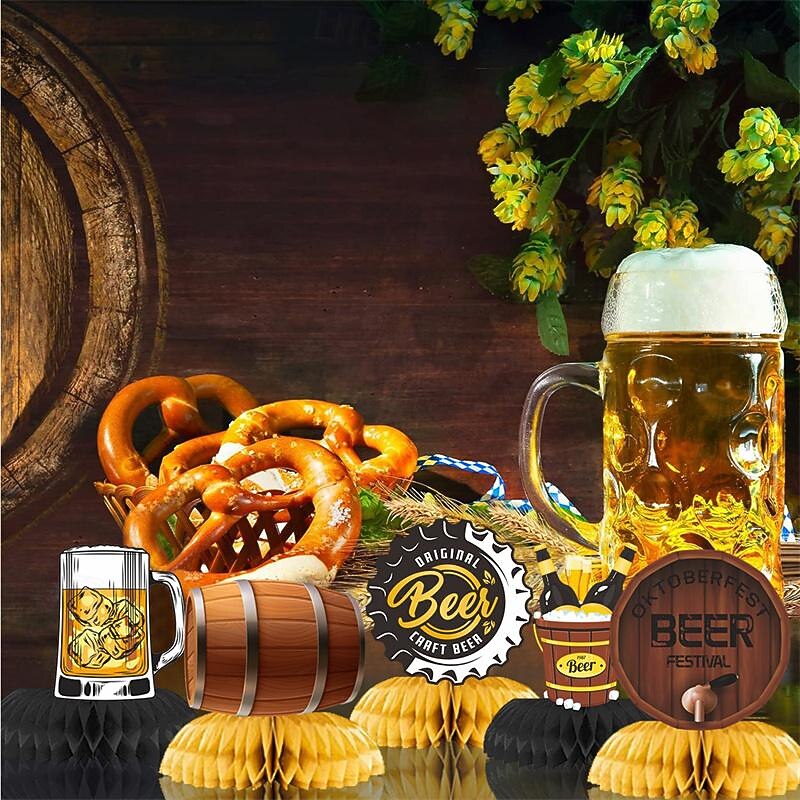 9 bucăți piese centrale pentru oktoberfest în fagure de miere, decorațiuni pentru oktoberfest, rechizite pentru petrecere, festivalul berii germane bavareze, decorațiuni pentru petrecere, oktoberfest, 2026 - $18.99 –P2