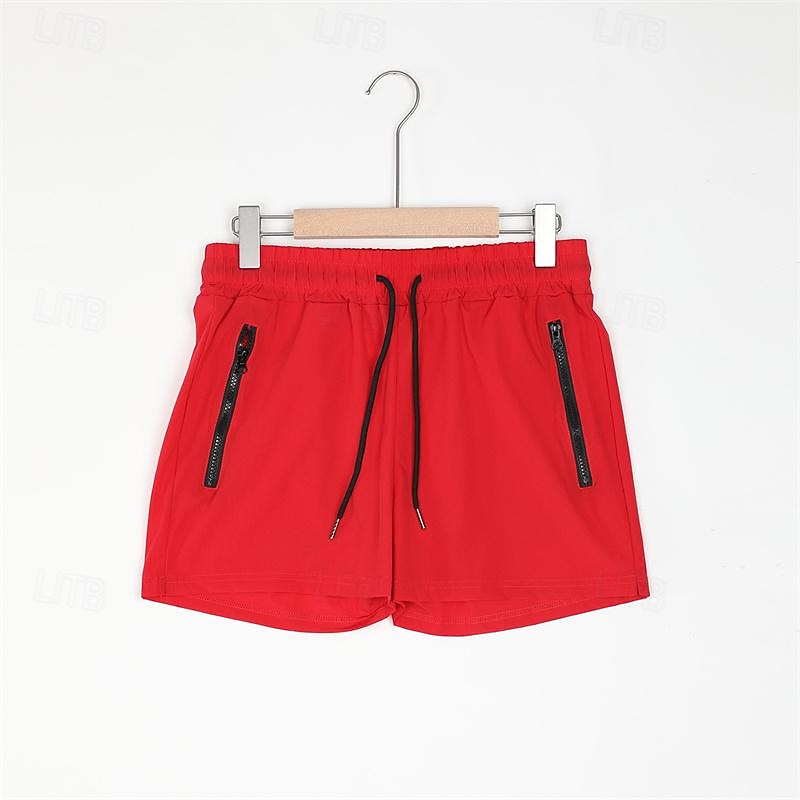Homens calções atléticos Shorts de 3 polegadas Calções de treino Short curto Shorts de Corrida com forro de malha Bolso Com Zíper Design de cordão elástico Côr Sólida Respirável Secagem Rápida Curto de 2025 por $12.99 –P9