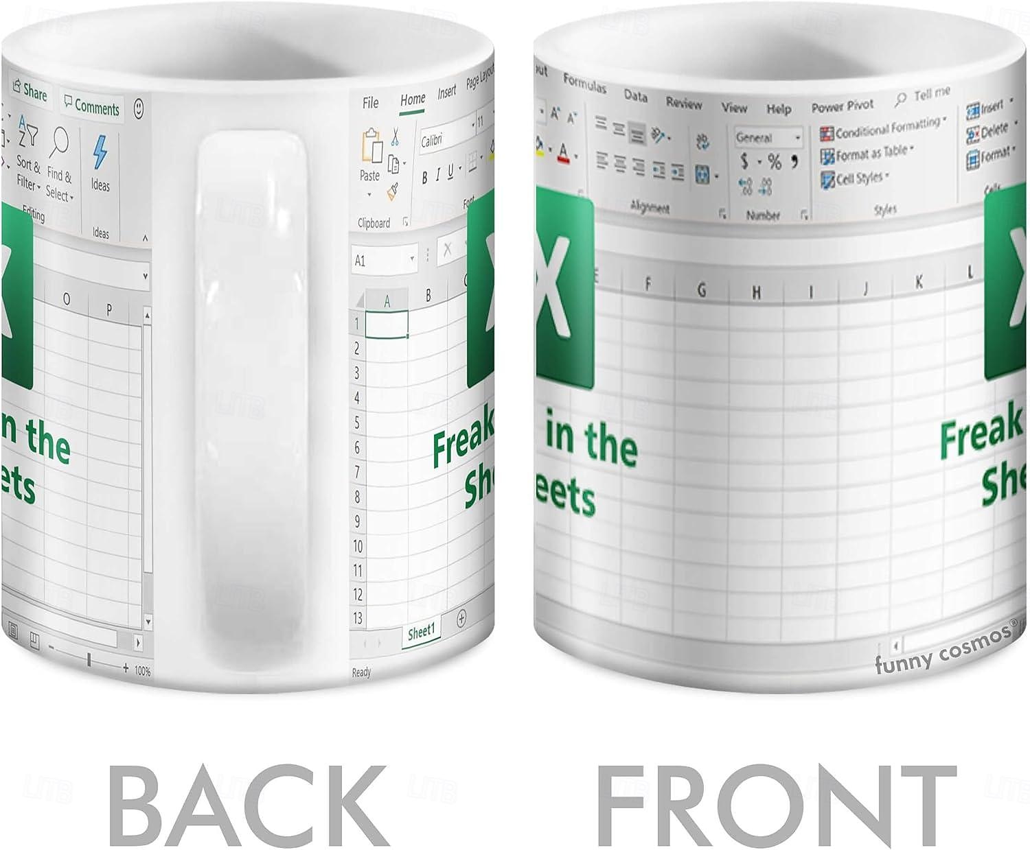 Excel kubek do kawy, śmieszne prezenty dla kobiet mężczyzn dziwak w prześcieradłach kubek prezenty dla szefa przyjaciela cpa współpracowników księgowego biały ceramiczny kubek biurowy 11,8 uncji 2026 - $23.99 –P4