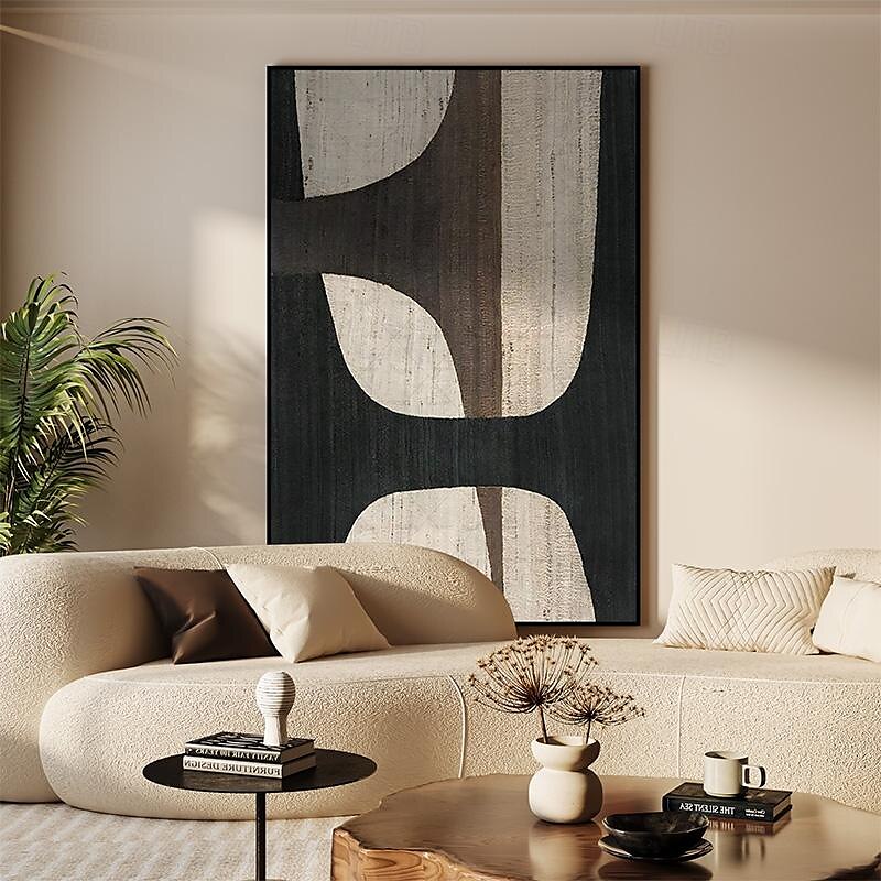 beiges Wabi Sabi Ölgemälde handgemachte Wandkunst braun beige abstraktes Gemälde großes schwarzes minimalistisches Gemälde Wandkunst beige strukturiertes Leinwandgemälde neutrale Wandkunst 2025 - $116.99 –P3