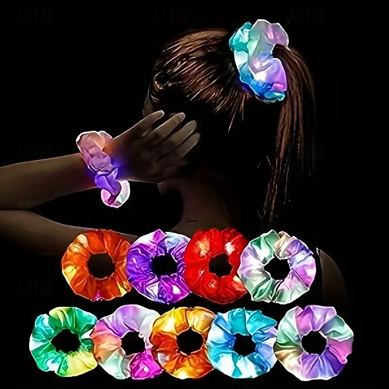 9 stk led festivalhårbånd - sterkt glødende elastiske bånd med flerfargede neonlys - 3 moduser for tilbehør til kvinners fest - perfekt for julefeiringer 2025 - $16.99 –P1