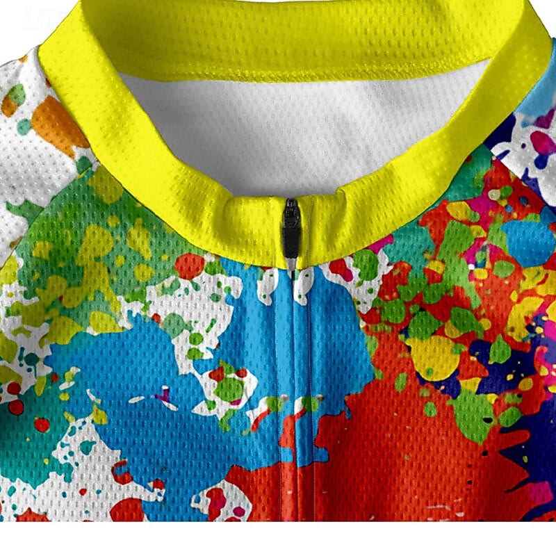 Herren Radtrikot Graffiti Kurzarm Fahhrad T-Shirt Trikot mit 3 Gesäßtaschen Mountainbike MTB Schnelltrocknend Anatomisches Design Feuchtigkeitsableitend Atmungsaktiv Sport Weiß Gelb Blau Bekleidung 2026 - $30.99 –P9