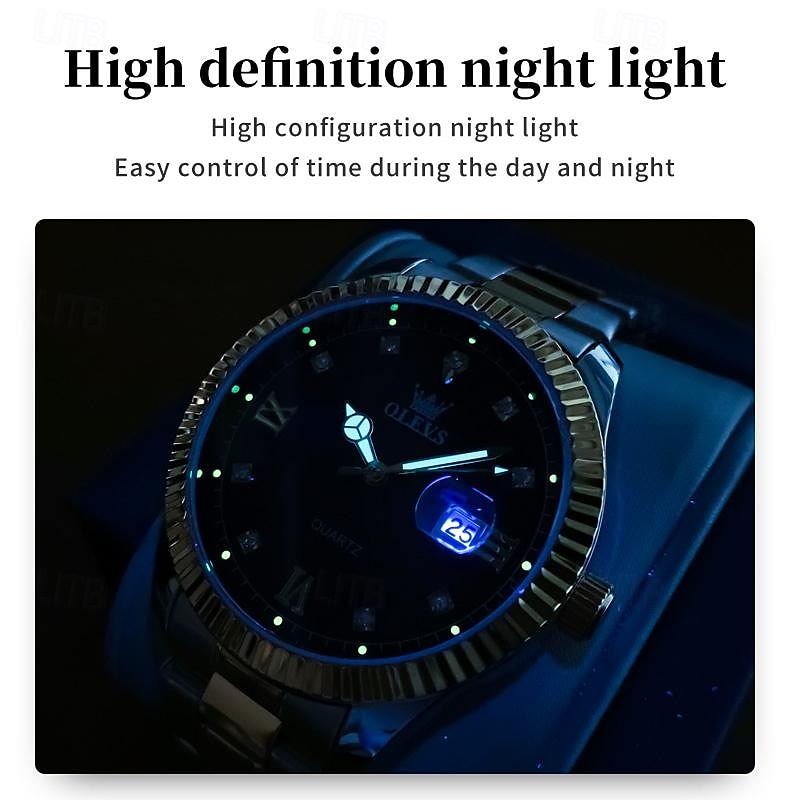 OLEVS Men Quartz Watch Fashion Business Wristwatch Luminous Calendar Waterproof Decoration Steel Watch 2025 - $27.99 –P12