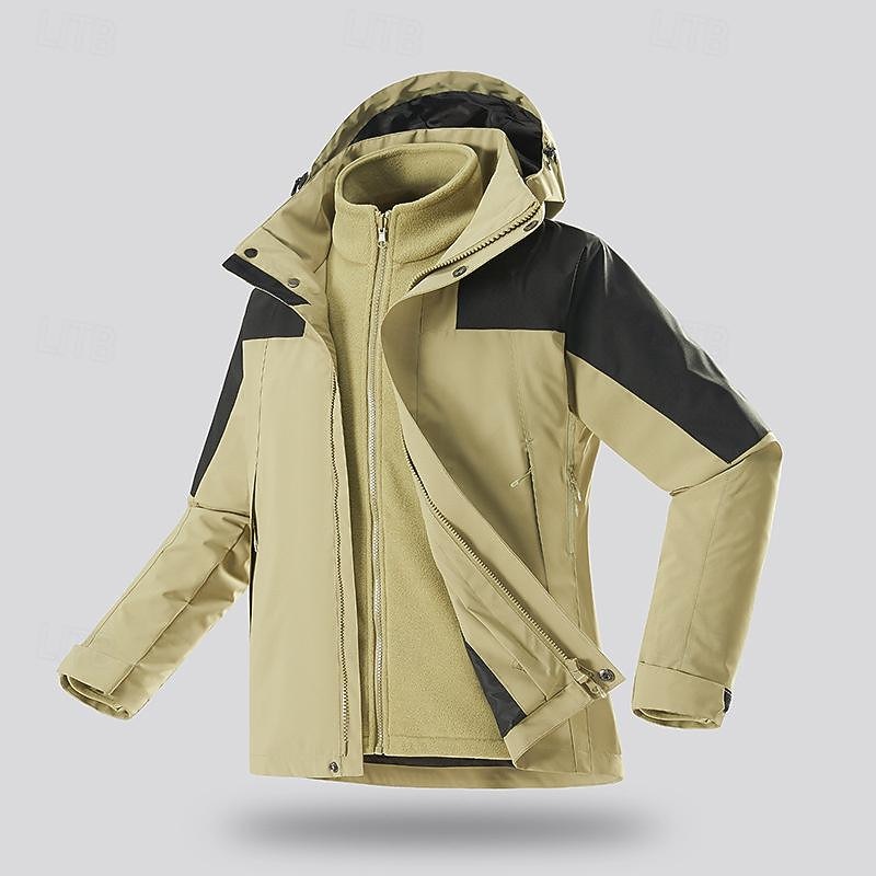 Homens Jaqueta de Trilha Jaqueta de Chuva Jaqueta Hardshell Inverno Ao ar livre Bloco de cor Térmico / Quente A Prova de Vento Impermeável Jaquetas 3-em-1 Jaqueta corta-vento Viajar Preto Branco de 2025 por $74.99 –P5