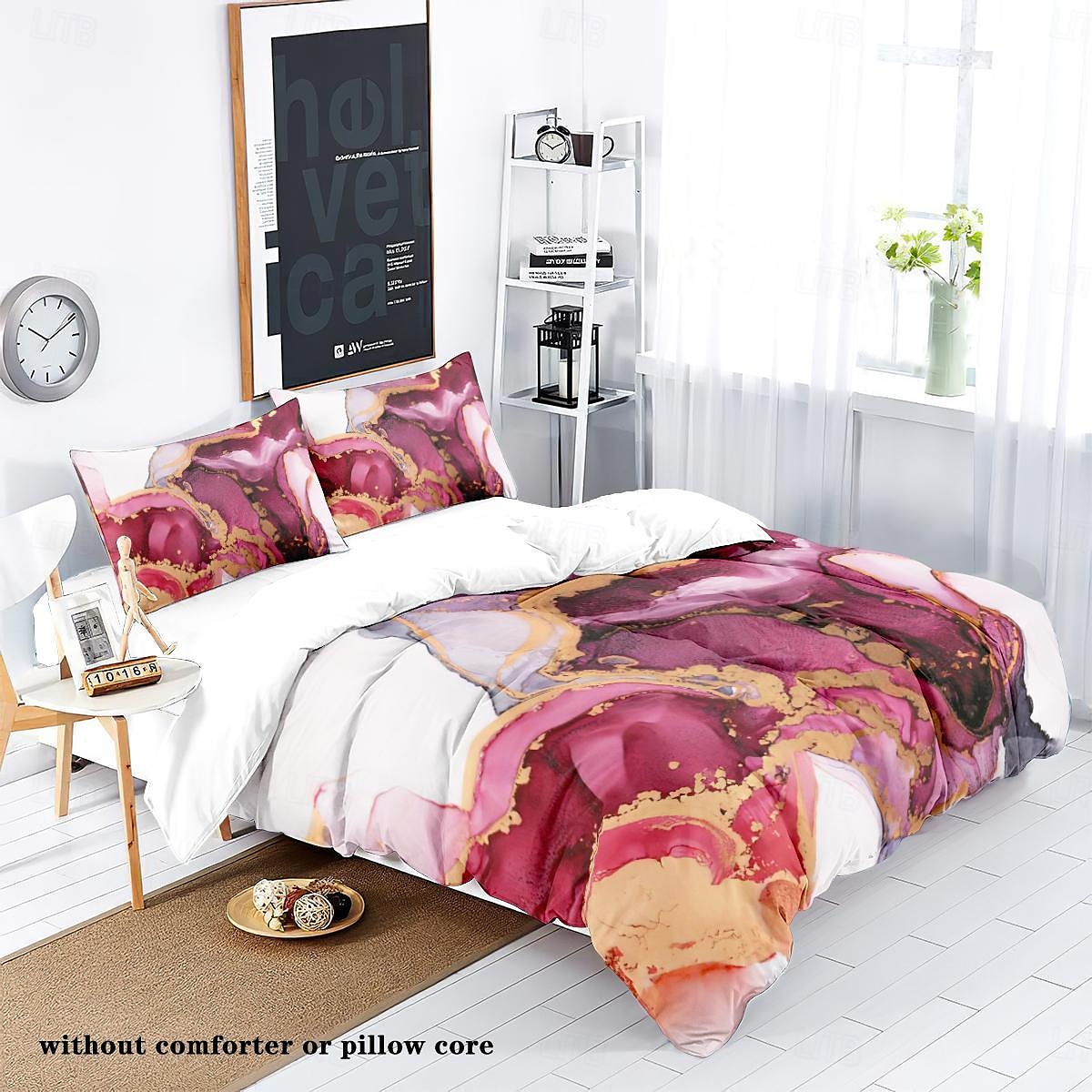 3-teiliges Daunenbettbezug-Set mit nordischem Marmor-Abstrakt-Aquarellmuster für Hotelschlafzimmer, Gästezimmer und komfortables Hotelbettwäscheset 2025 - $31.99 –P6