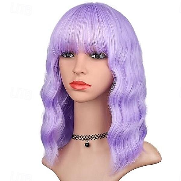 Perruque avec frange pour femmes perruques courtes ondulées et bouclées de 14 pouces perruque de longueur d'épaule perruques de fête cosplay perruques d'Halloween de 2025 ? $18.99 -P2