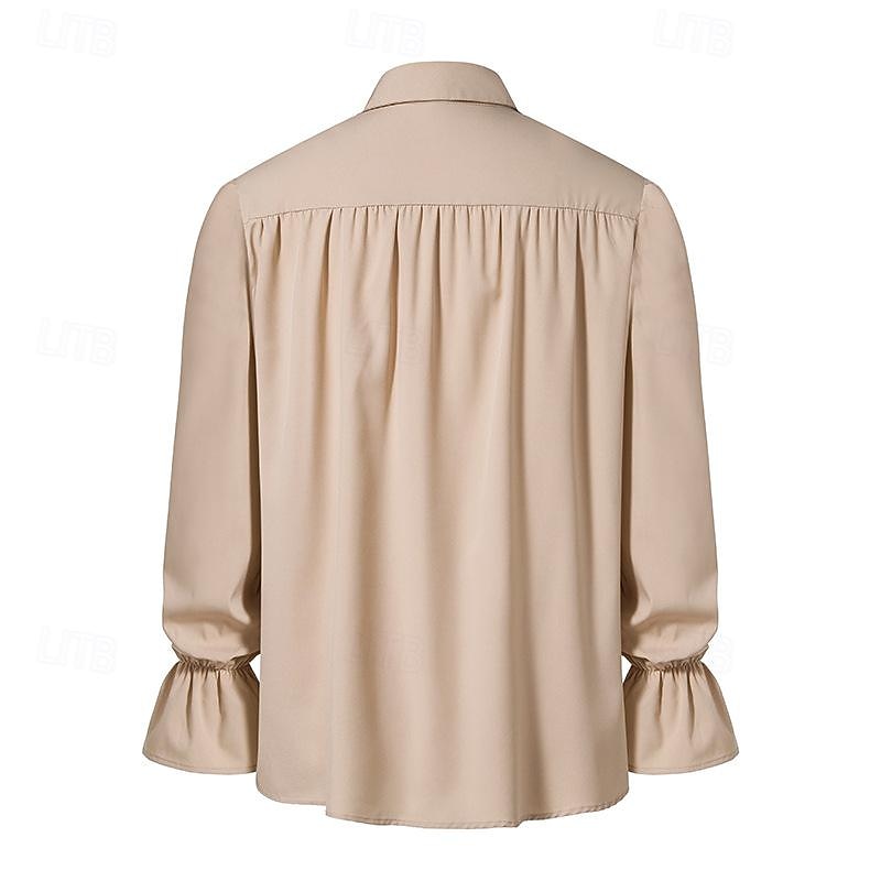 Punk og gotisk Kostymer i middelalderstil Renessanse Bluse / Skjorte Pirat Knekt Helfarge Kostyme Herre Pirat fantasi Royal Maskerade Ytelse Fest Maskerade Voksne Trøye 2026 - $12.49 –P19