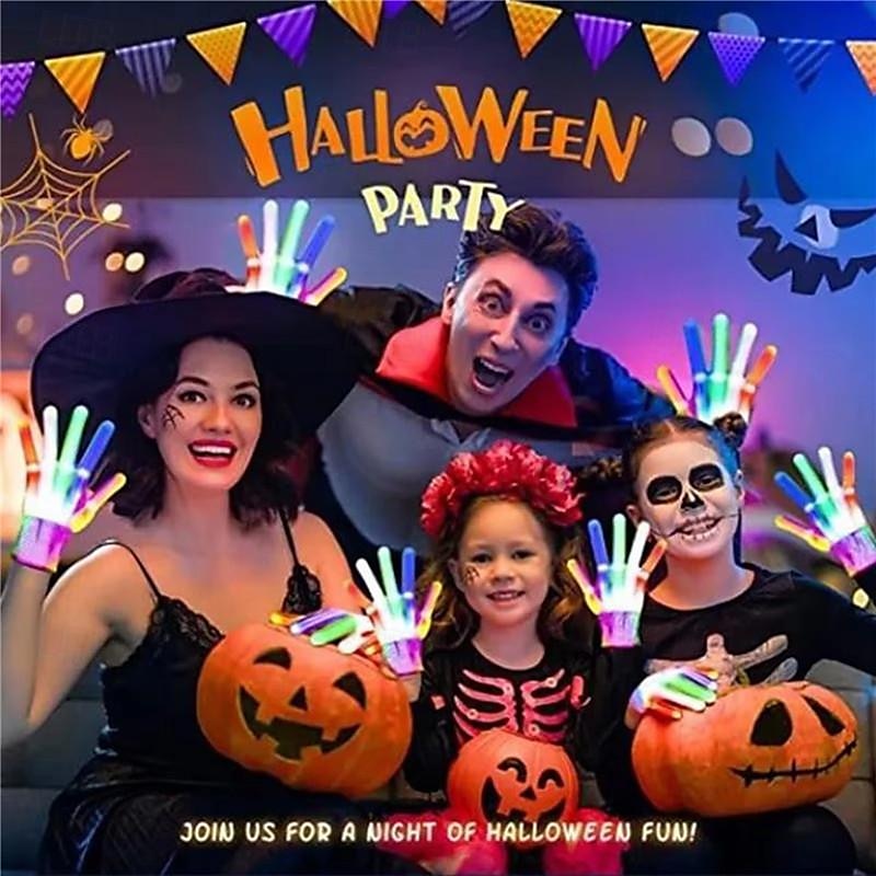 LED Hand Bone Glowing Gloves Halloween Skeleton Mitten Colorful Glow In The Dark Glove Holiday Stage Costume Supplies 2025 - $15.99 –P4