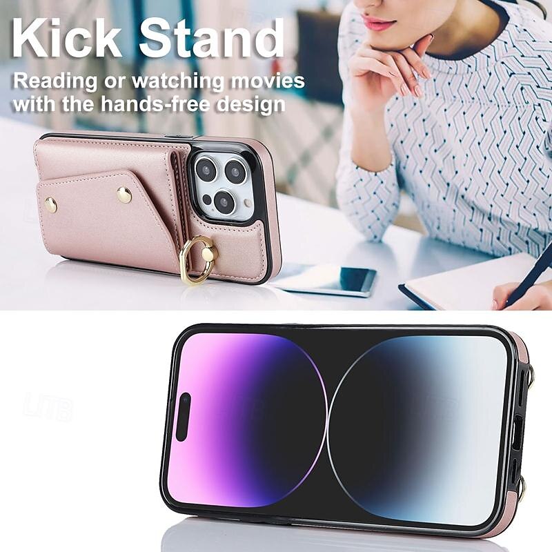 Phone Case For iPhone 16 iPhone 15 Pro Max Plus iPhone 14 13 12 11 Pro Max Plus Mini Wallet Case with Stand Holder Ring Holder Zipper Retro TPU Metal PU Leather 2025 - $23.99 –P10