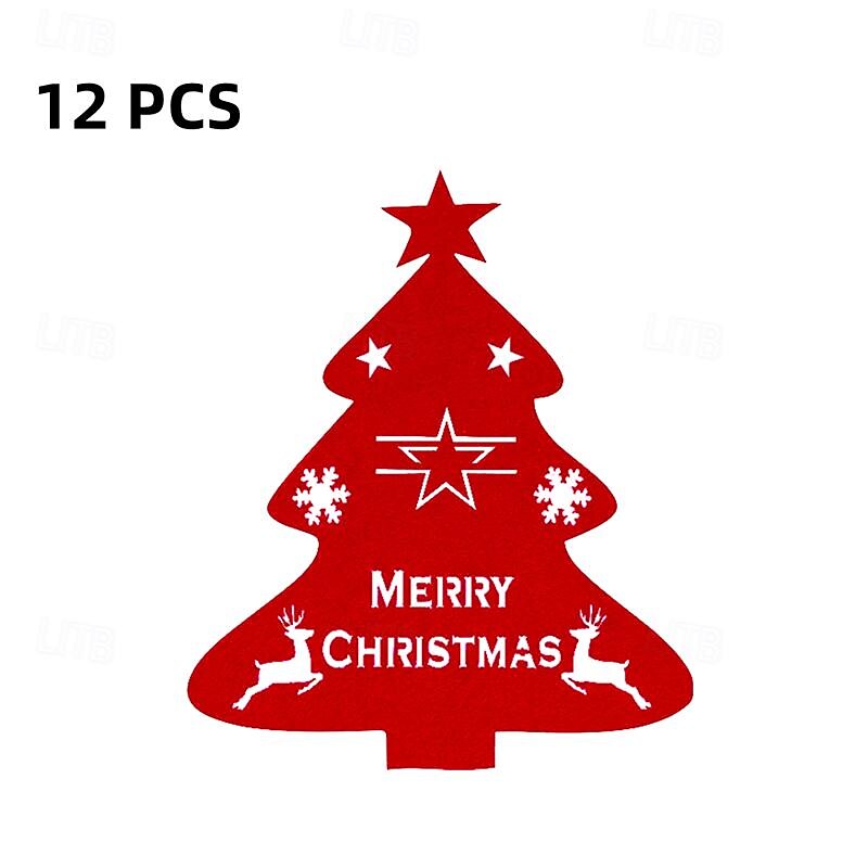 Porte-couteau et fourchette de noël en feutre, 12 pièces, sac à couverts de poche en forme d'arbre de noël en forme d'étoile, organisateur de décoration de table pour fête du nouvel an de 2025 ? $9.99 –P6