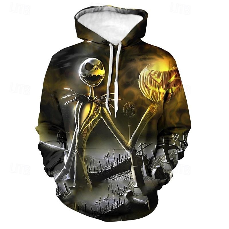 Jack Skellington Kapuce Animák Manga Anime 3D Přední kapsa Grafika Klokaní kapsa Pro Pro páry Pánské Dámské Dospělé předvečer Všech svatých Karneval Plesová maškaráda 3D tisk Běžné / Denní 2025 - AU $31.99 –P4