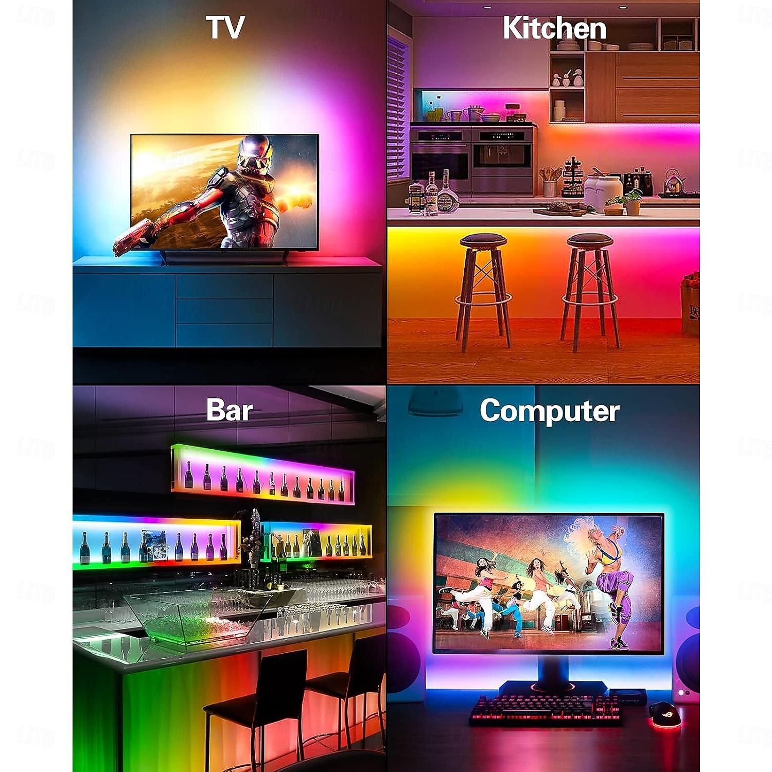 TV LED Backlight Strip RGBIC Programmable Music Synchronization Timing Bluetooth APP Control 2.4G Control 1-5M TV/Monitor Backlight Indoor or Outdoor Activities Festival Decoration USB 5050 Light Strip 2025 - $17.99 –P7