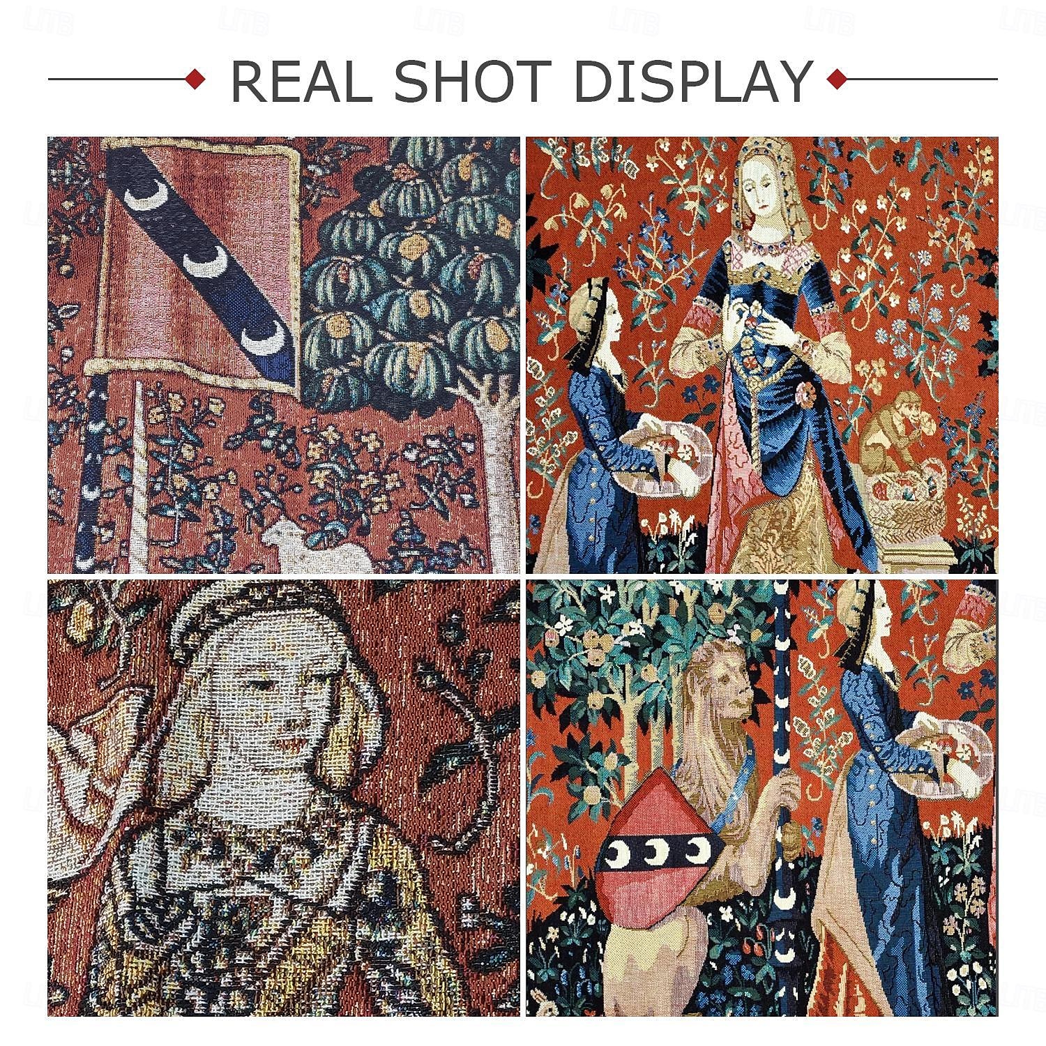 Jacquard Woven Medieval Tapestry Gobelin Aubusson The Lady and The Unicorn Loom Cotton Weave Wall Art Hanging Larger Tapestry Historic Middle Ages Tapestry Reproduction (without tassels and rod) 2025 - $91.99 –P6