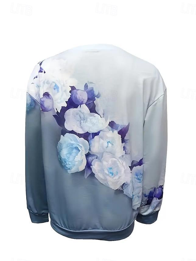 sweat-shirt femme imprimé floral vêtements de tous les jours sortie décontractée col rond manches longues micro-élastique printemps automne&amp;tissu doux et respirant pour le confort hivernal de 2025 ? $27.99 –P2