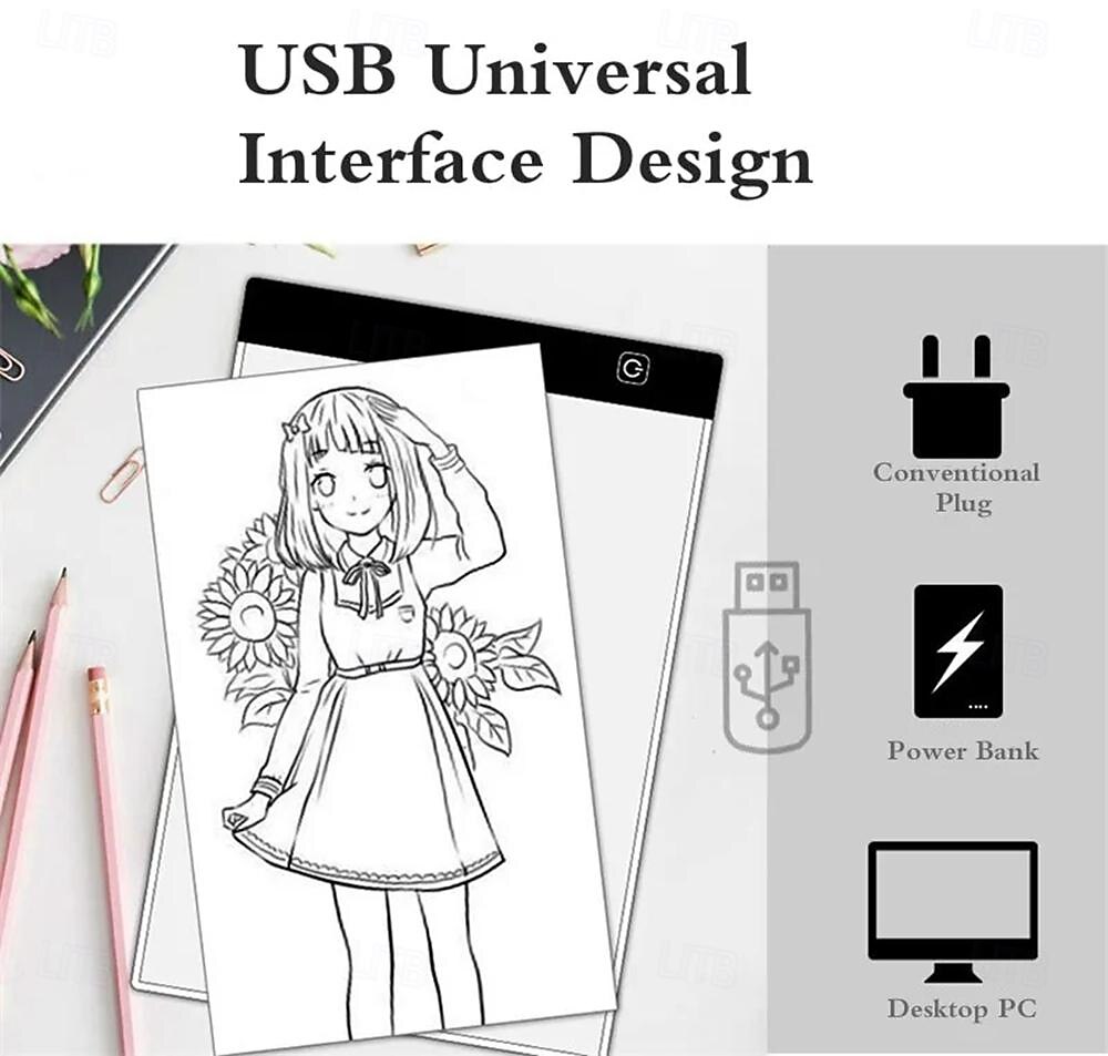 2025年 A5 超薄型ポータブル LED ライト ボックス USB 電源 アートクラフト LED トレース ライト パッド アーティスト用 描画 スケッチ ダイヤモンド ペインティング  コレクション – $17.99 –P7