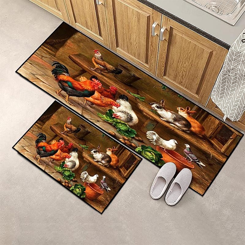 farma kuře kobereček kuchyňská podložka protiskluzová olejivzdorná podložka do obývacího pokoje koberec vnitřní venkovní podložka ložnice výzdoba koupelna podložka vchod kobereček podložka pod dveře 2025 - $15.99 –P22