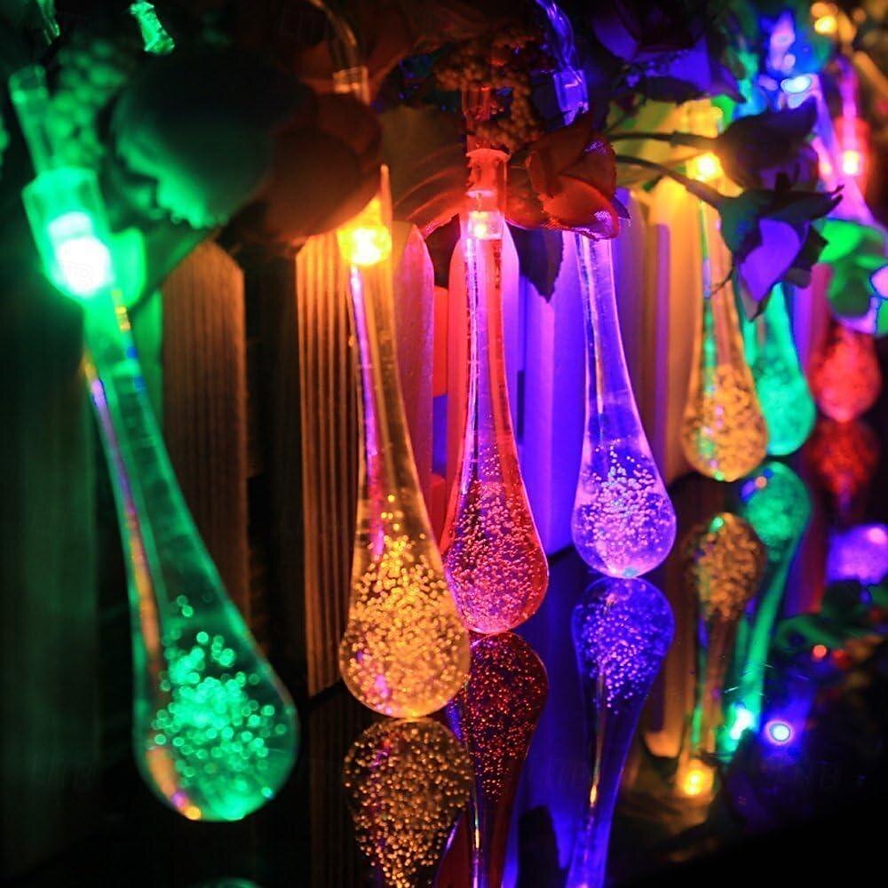 6.5m 30leds luci della stringa solare goccia d'acqua luci esterne impermeabili stringa di fata 8 modalità di illuminazione vacanza matrimonio giardino prato natale halloween decorazione del patio del 2025 a $14.49 –P5