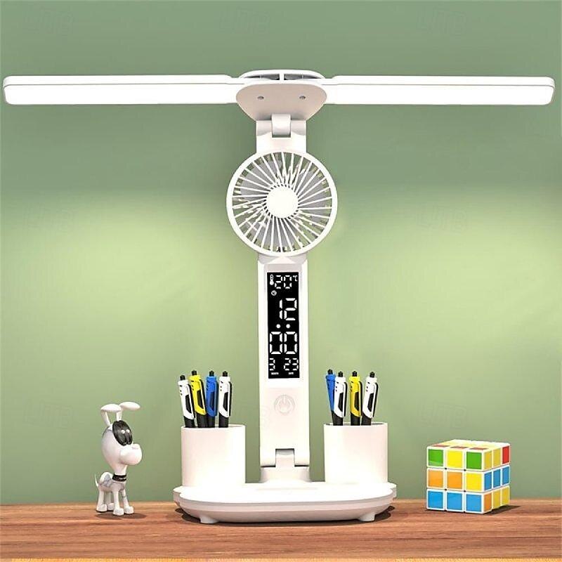 Multi-Functional Eye Protection Desk LED Lamp Study Lamp with Electric Fan Plug-In Operation White 2025 - $29.99 –P11