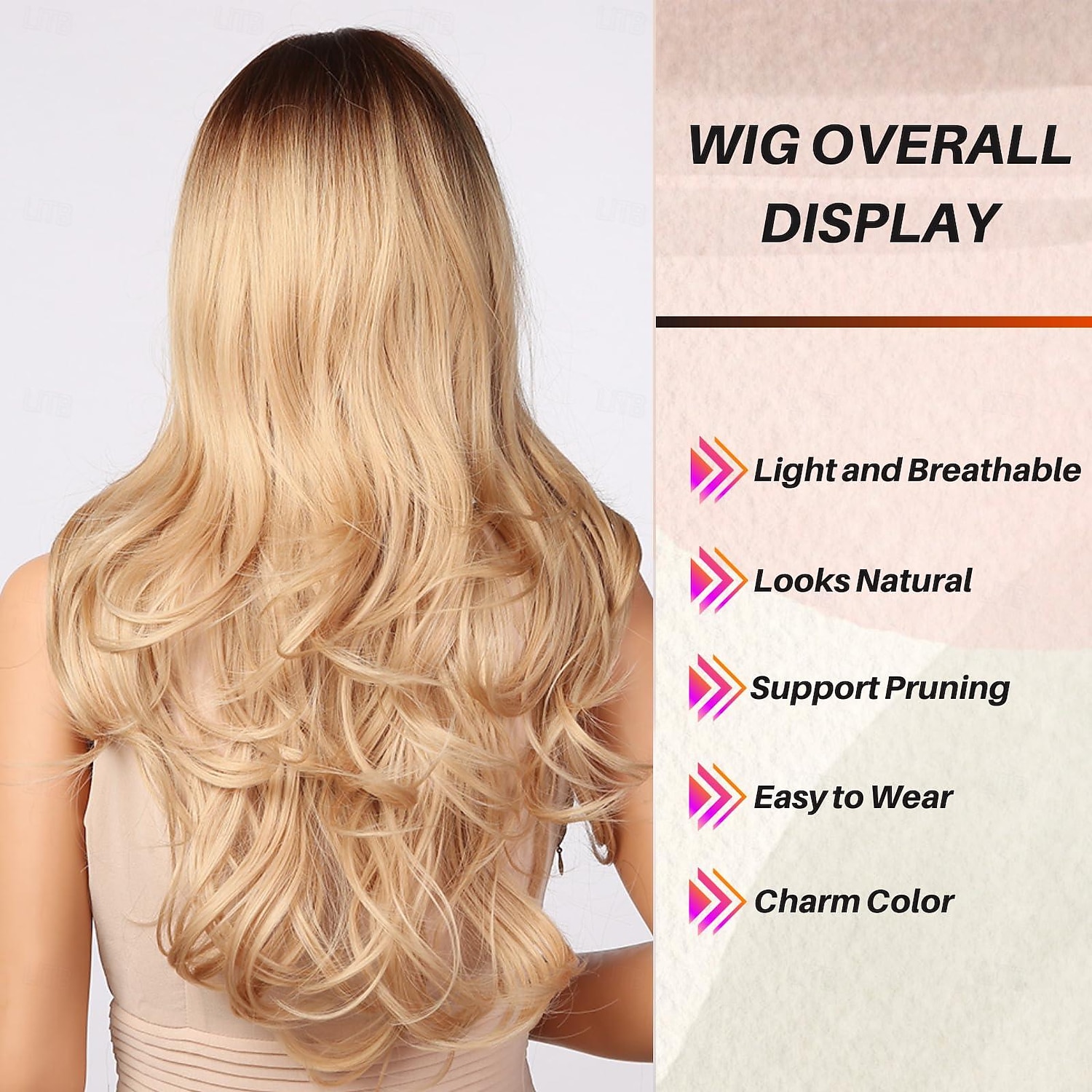 Blonde Wig with Bangs - Long Wavy Ombre Curtain Bang Wigs for White Women, Light Ash Blond Dark Roots Synthetic Heat Resistant Hair, Natural Cute Strawberry Wigs for Halloween/Christmas 2025 - $21.99 –P4