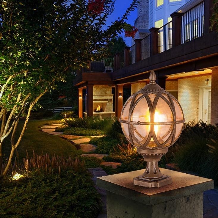 Applique murale extérieure LED blanc chaud vintage rond en verre pilier lampe étanche e26/e27 rétro globe colonne phare extérieur traditionnel pour jardin patio villa paysage rue lanterne 110-240v de 2026 ? $328.59 –P5
